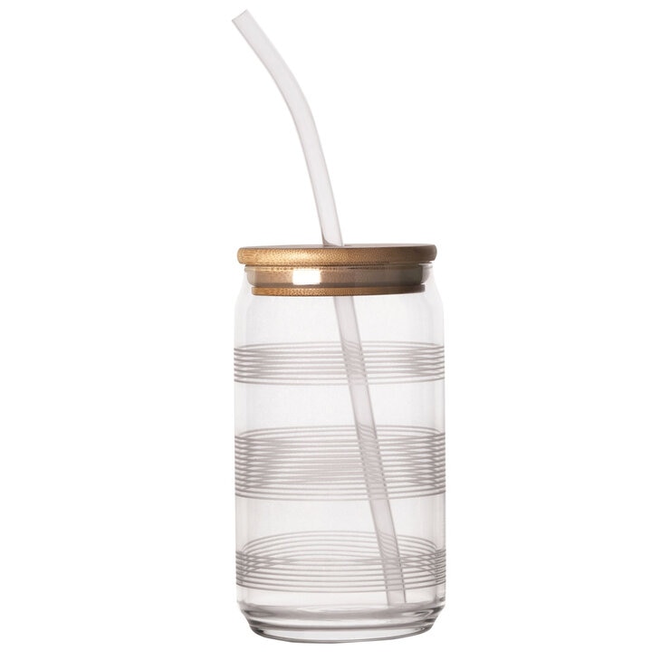 Gourmet Basics by Mikasa Vasos de Vidrio de 532 mL con Tapa y Pajilla — Imagen 3 de 4