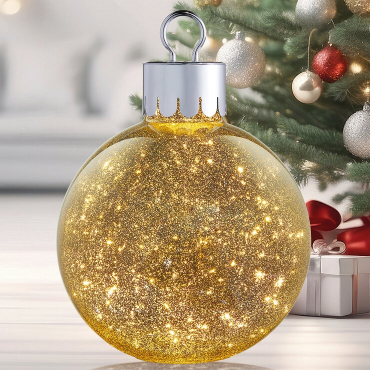 Ornamento Gigante de Vidrio con LED, Dorado  — Imagen 1 de 3