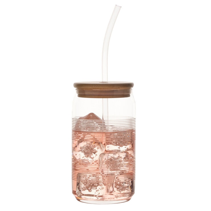 Gourmet Basics by Mikasa Vasos de Vidrio de 532 mL con Tapa y Pajilla — Imagen 4 de 4