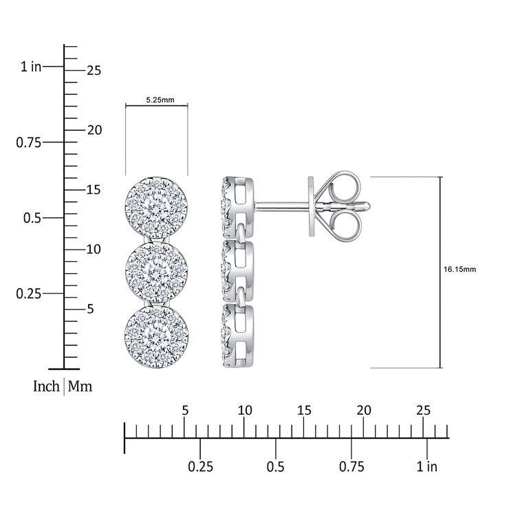 Aretes Colgantes de Diamantes 0.70ctw, en Oro Blanco 14K — Imagen 4 de 4