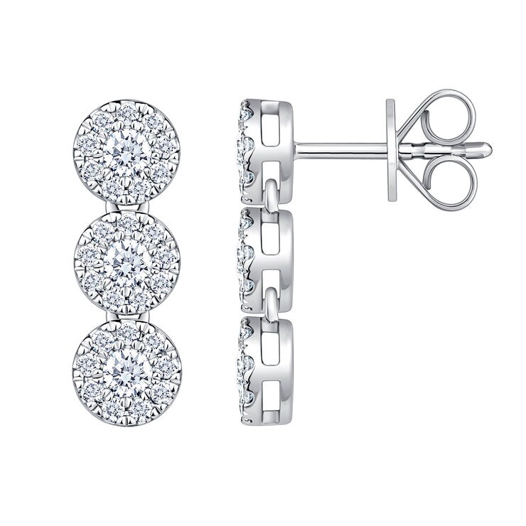 Aretes Colgantes de Diamantes 0.70ctw, en Oro Blanco 14K — Imagen 2 de 4