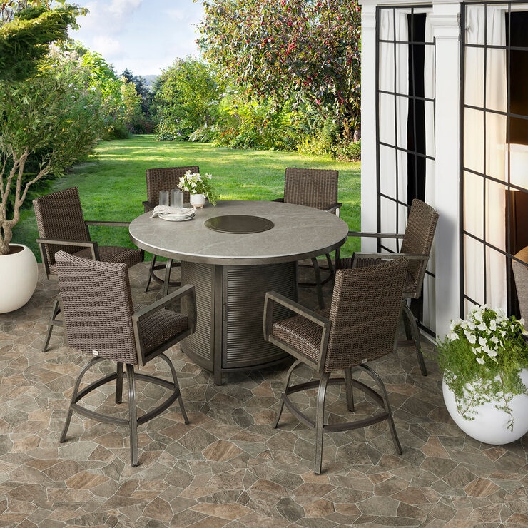 Agio, Oakland Juego de Comedor Alto y Tejido con Fogón de 7 piezas — Imagen 3 de 4