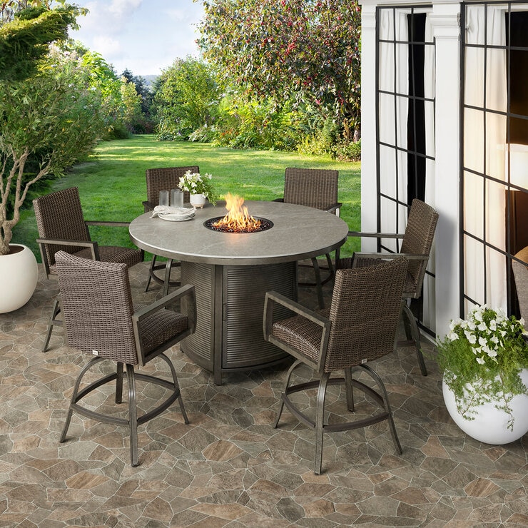 Agio, Oakland Juego de Comedor Alto y Tejido con Fogón de 7 piezas — Imagen 1 de 4