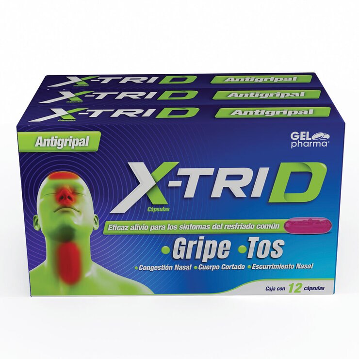 X Trid Antigripal 3 Cajas de 12 Cápsulas c/u — Imagen 3 de 3
