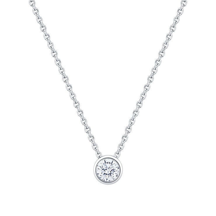 Dije de Diamante Solitario, 0.50ctw, Corte Redondo, Oro Blanco de 14k — Imagen 4 de 4