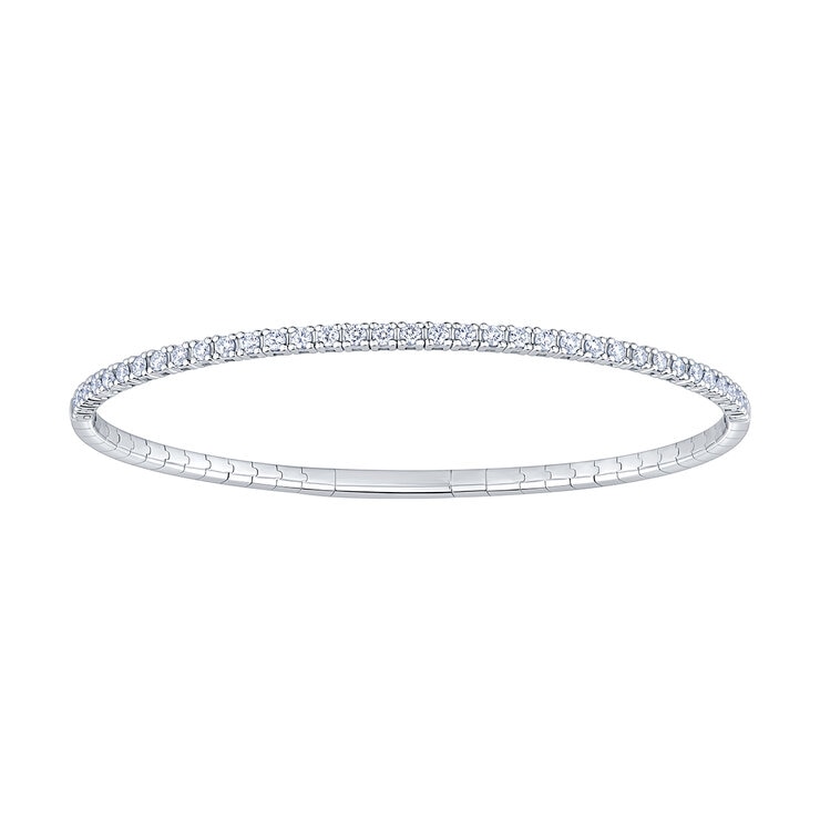 Brazalete Flexible de 14K Oro Blanco, 1.00ctw Diamantes Redondos — Imagen 1 de 4