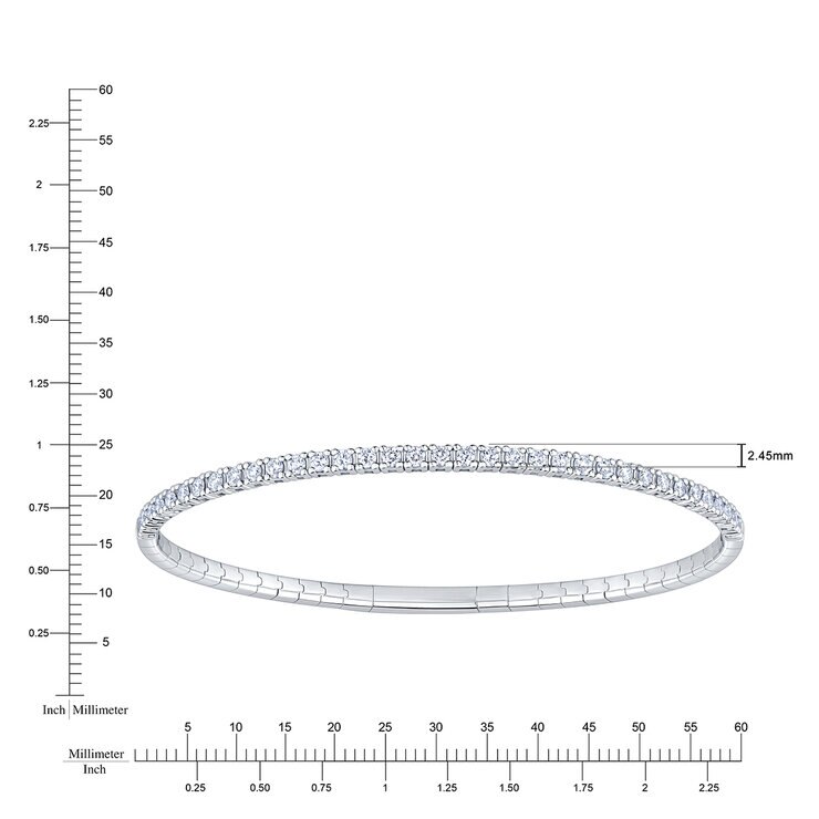 Brazalete Flexible de 14K Oro Blanco, 1.00ctw Diamantes Redondos — Imagen 3 de 4