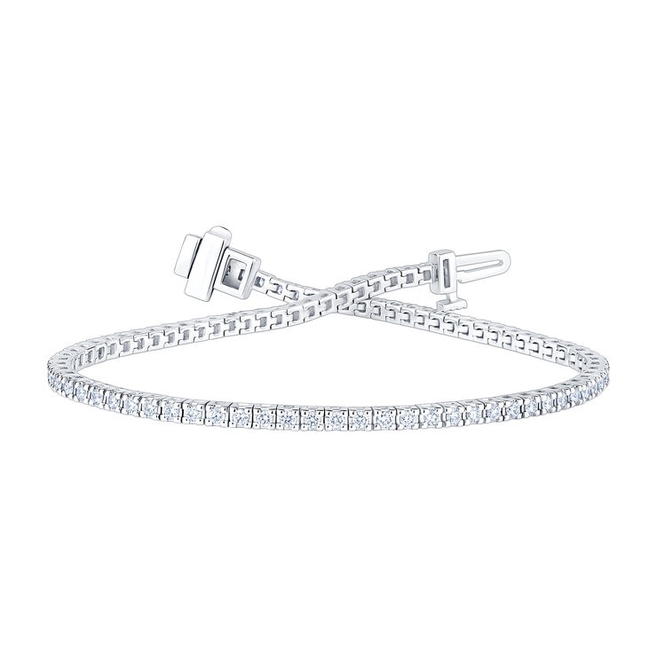 1.00ctw, Pulsera Tenis de Diamantes, 17.78cm, Corte Redondo, Oro Blanco 14K — Imagen 1 de 4
