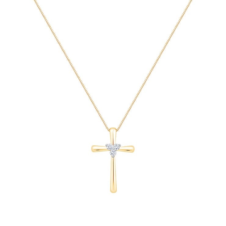 Dije de Cruz de Diamantes, 0.12ctw, Oro Amarillo de 14K, 45.72cm — Imagen 2 de 4