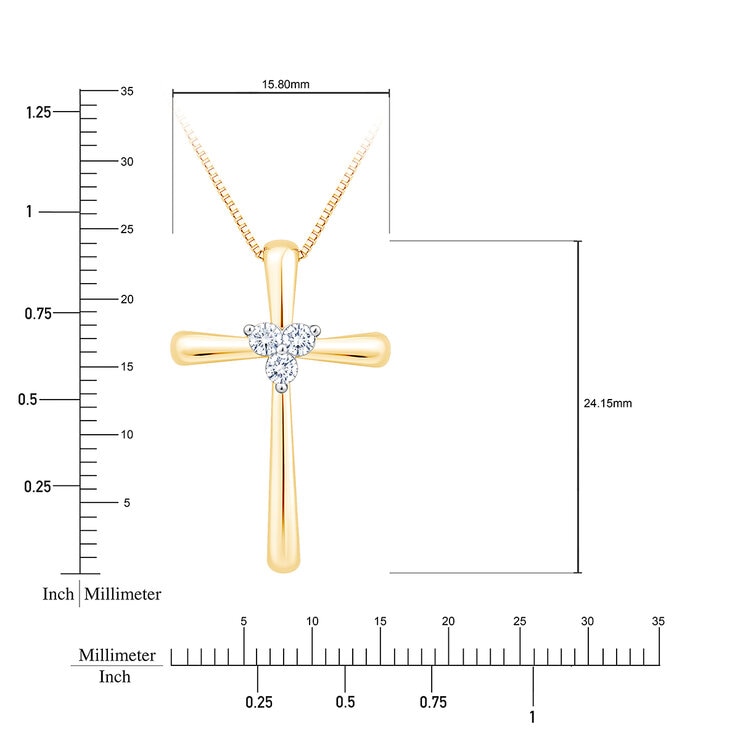 Dije de Cruz de Diamantes, 0.12ctw, Oro Amarillo de 14K, 45.72cm — Imagen 3 de 4