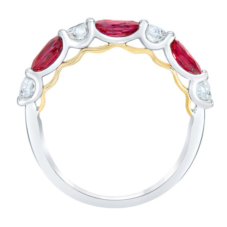 Anillo de Rubí con Diamantes, 0.50ctw, Oro Dos Tonos 14K — Imagen 2 de 4