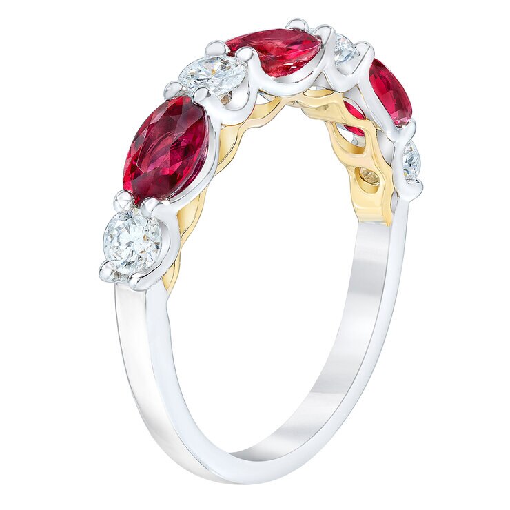 Anillo de Rubí con Diamantes, 0.50ctw, Oro Dos Tonos 14K — Imagen 3 de 4