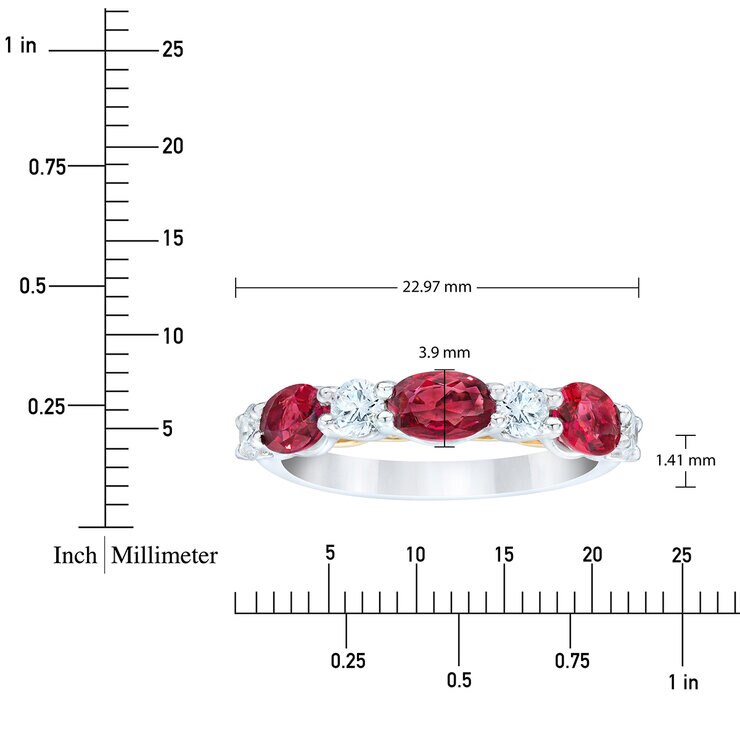 Anillo de Rubí con Diamantes, 0.50ctw, Oro Dos Tonos 14K — Imagen 4 de 4