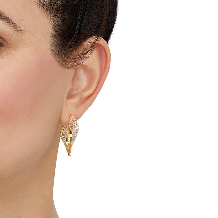 Arracadas cuadradas, Oro Tres Tonos de 14K — Imagen 2 de 3