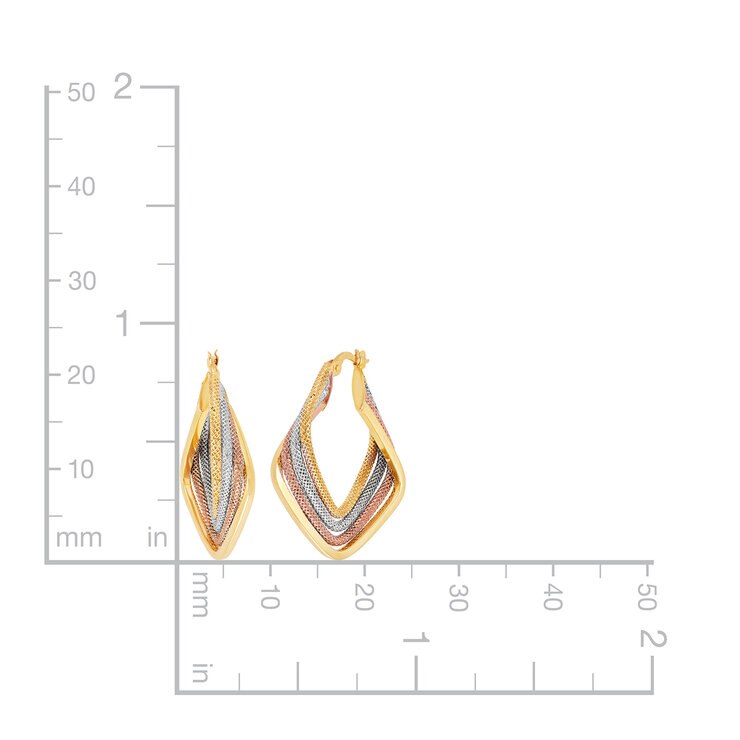 Arracadas cuadradas, Oro Tres Tonos de 14K — Imagen 3 de 3