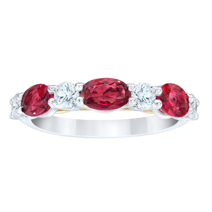 Anillo de Rubí con Diamantes, 0.50ctw, Oro Dos Tonos 14K — Imagen 1 de 4