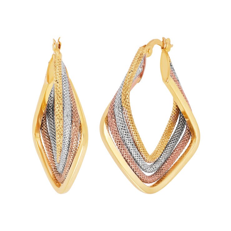 Arracadas cuadradas, Oro Tres Tonos de 14K — Imagen 1 de 3