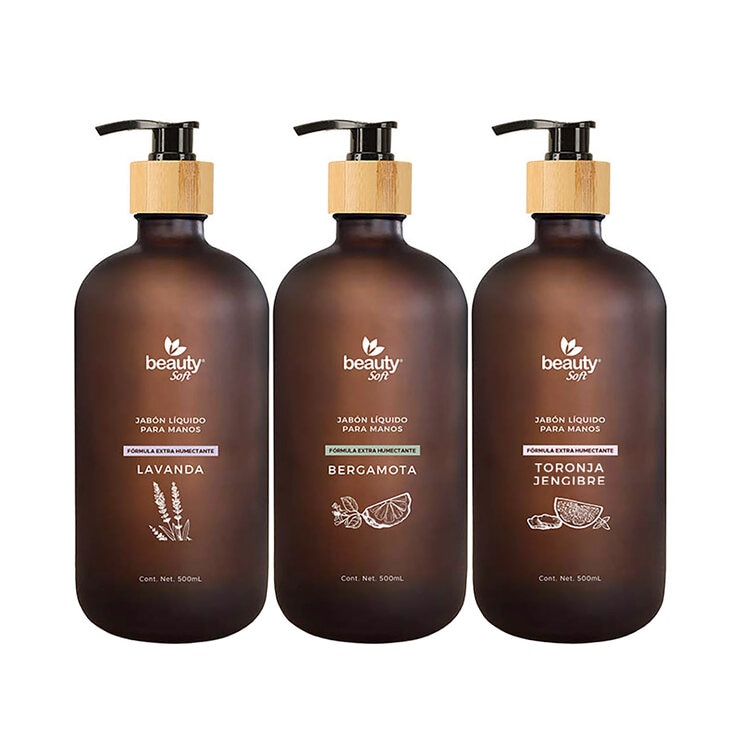 Beauty Soft Jabón Liquido para Manos 3 pzas de 500 ml c/u — Imagen 1 de 4