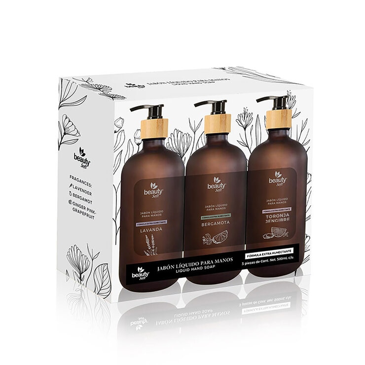 Beauty Soft Jabón Liquido para Manos 3 pzas de 500 ml c/u — Imagen 4 de 4
