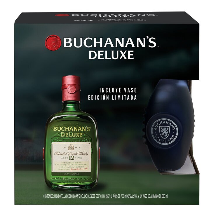 Whisky Buchanan's Deluxe 12 Años Blended Scotch 750ml + Vaso de Edición Limitada — Imagen 1 de 3