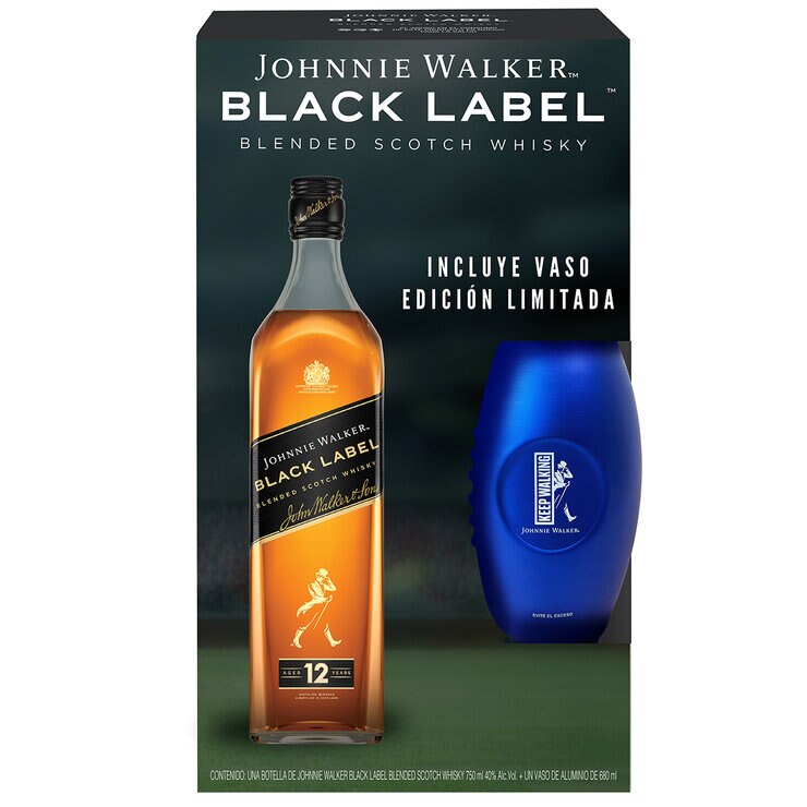 Whisky Johnnie Walker Black Label Blended Scotch 750ml + Vaso de Edición Limitada — Imagen 1 de 3