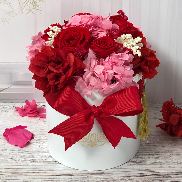 Mina'n Bouquet Mix Rojo/Rosa, Caja Blanca, Duración 6 Meses — Imagen 1 de 3