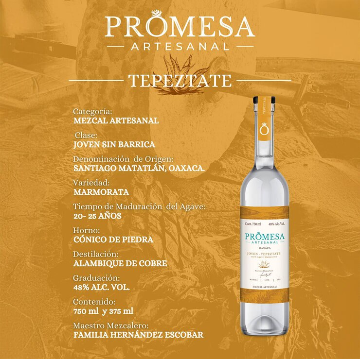 Mezcal Promesa Joven Tepeztate 750ml — Imagen 2 de 3