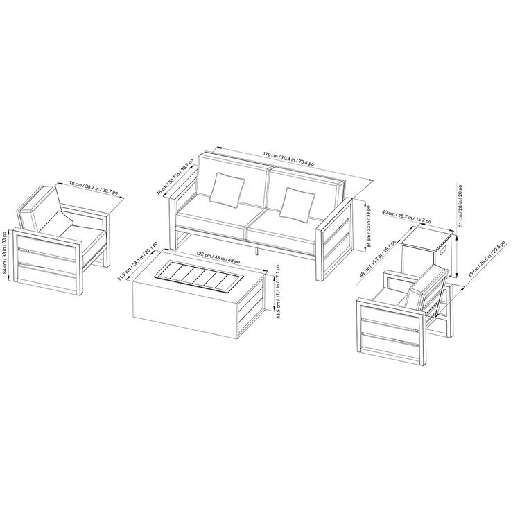 SunVilla, Bradford Juego de 5 Piezas con Fogata para Patio — Imagen 3 de 4