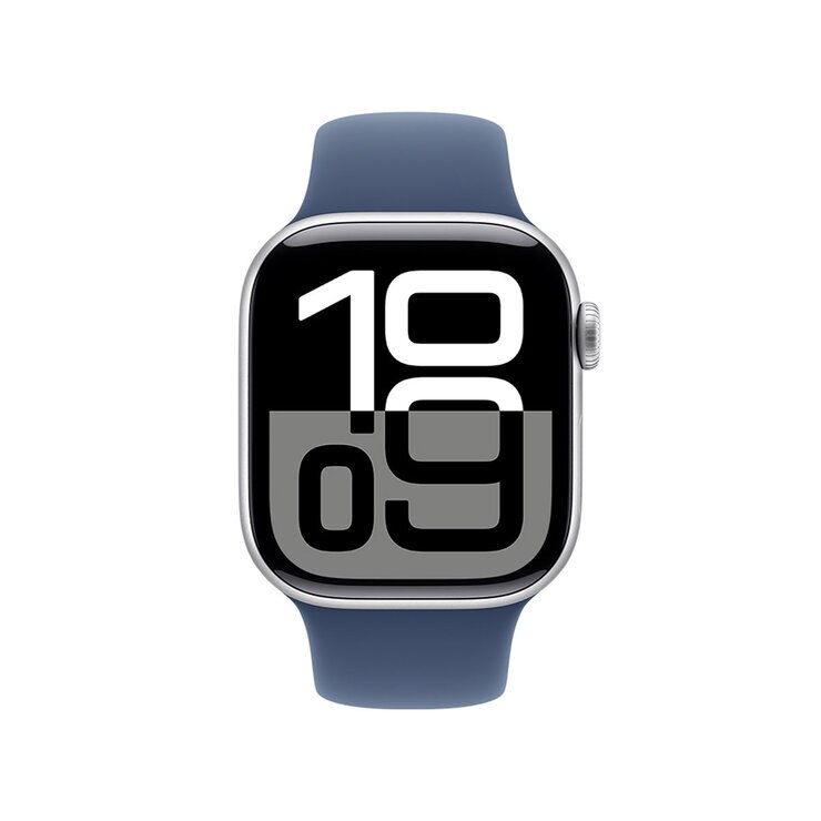 Apple Watch S10 (GPS) Caja de aluminio plata 42mm con correa deportiva azul denim — Imagen 4 de 4