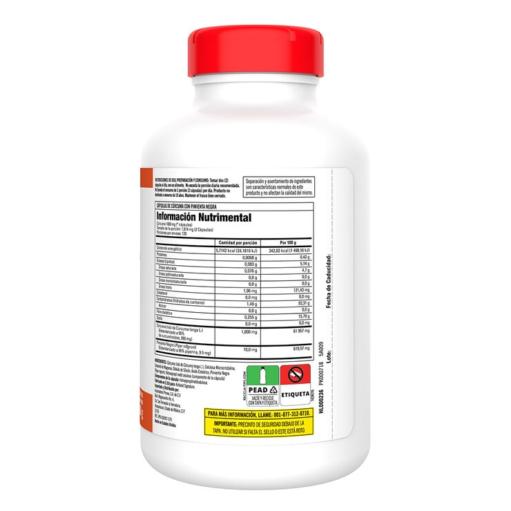 Kirkland Cúrcuma 1000 mg con Pimienta Negra 240 cápsulas — Imagen 2 de 3