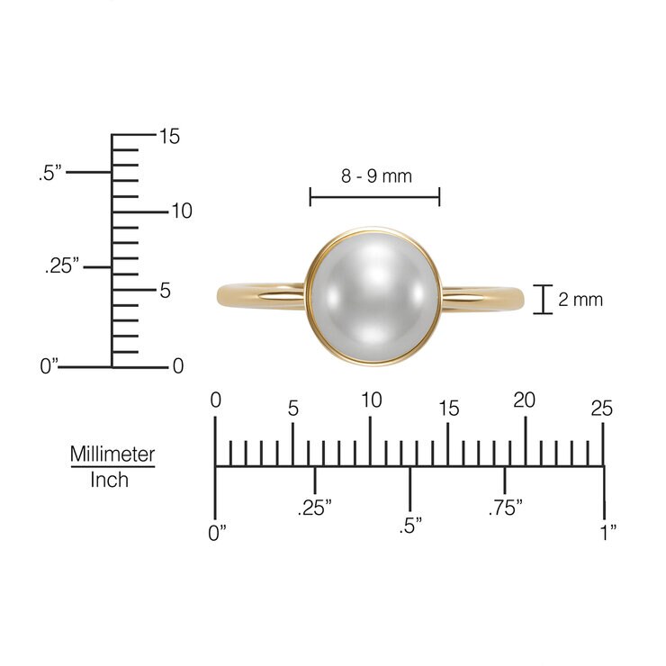 Anillo de Perla Cultivada, Oro Amarillo de 14K — Imagen 4 de 4