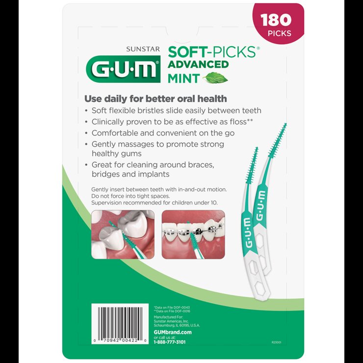 GUM Palillos Interdentales Advanced Sabor Menta 180 piezas — Imagen 2 de 3