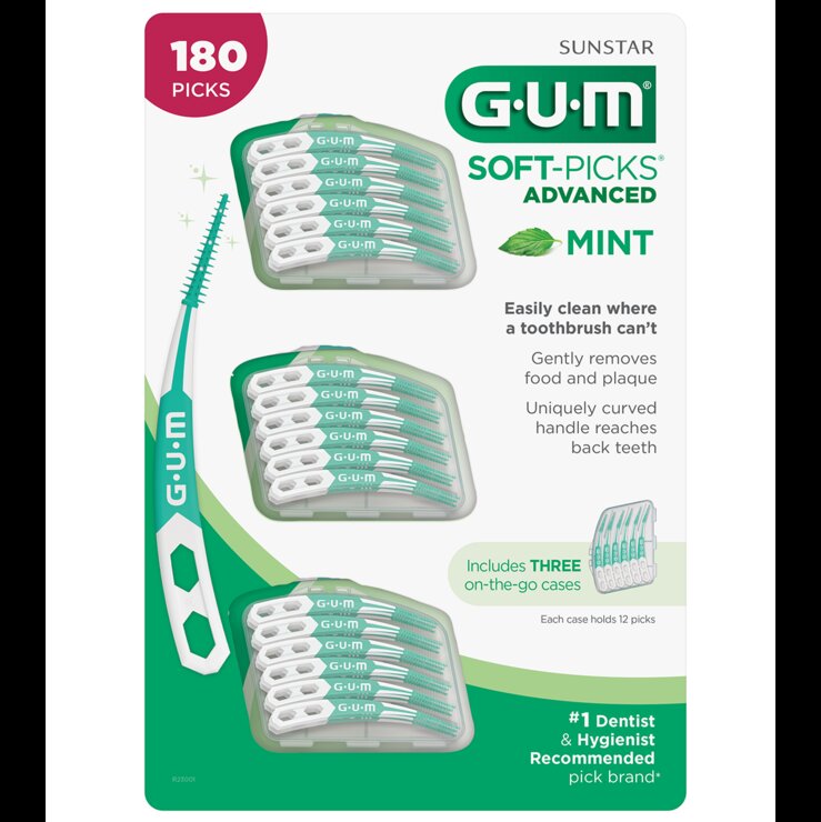 GUM Palillos Interdentales Advanced Sabor Menta 180 piezas — Imagen 1 de 3