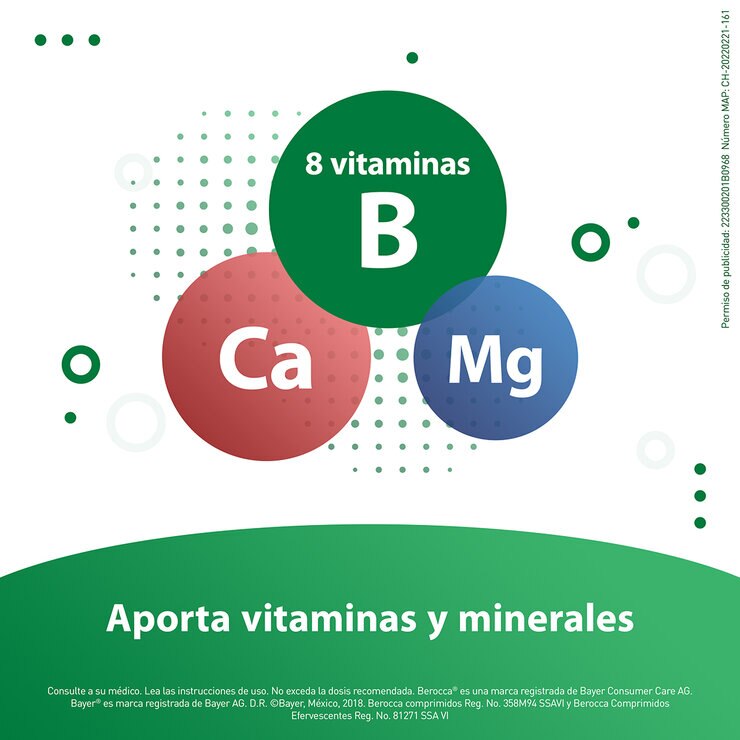 Berocca Vitaminas Calcio y Magnesio Paquete con 3 Tubos de 10 Comprimidos Efervescentes c/u — Imagen 3 de 4
