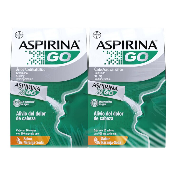 Aspirina Go Sabor Naranja 2 Cajas con 10 Sobres c/u — Imagen 1 de 4