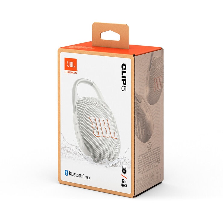 JBL Clip 5 Bocina bluetooth portátil blanco — Imagen 3 de 4
