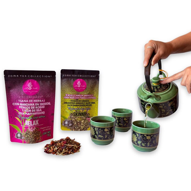 Zoma Tea Collection Juego de Tetera de Porcelana de 750 ml con 6 tazas y 2 sobres de té — Imagen 2 de 4