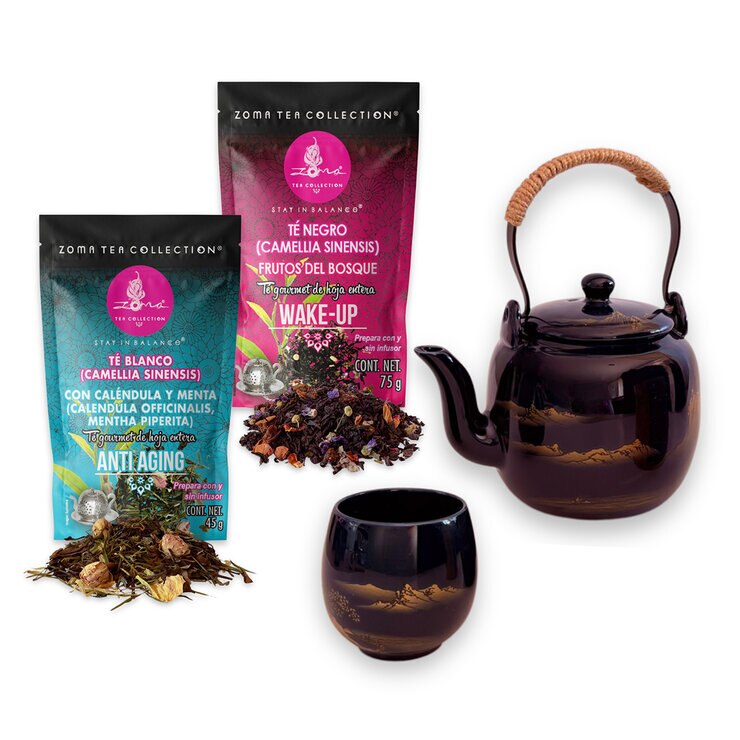 Zoma Tea Collection Juego de Tetera de Porcelana de 820 ml con 6 tazas y 2 sobres de té — Imagen 1 de 4