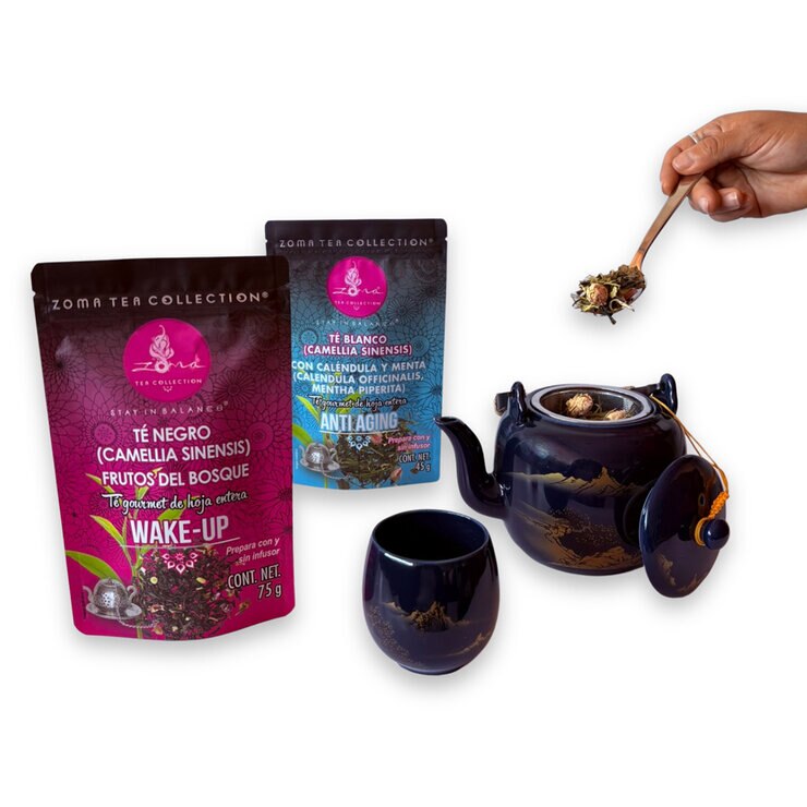 Zoma Tea Collection Juego de Tetera de Porcelana de 820 ml con 6 tazas y 2 sobres de té — Imagen 4 de 4