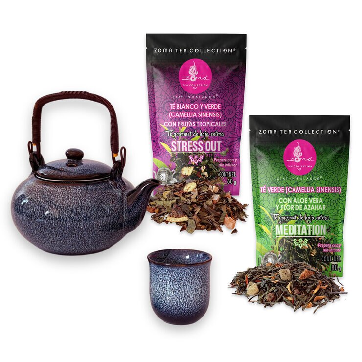 Zoma Tea Collection Juego de Tetera de Porcelana de 800 ml con 6 tazas y 2 sobres de té — Imagen 1 de 3