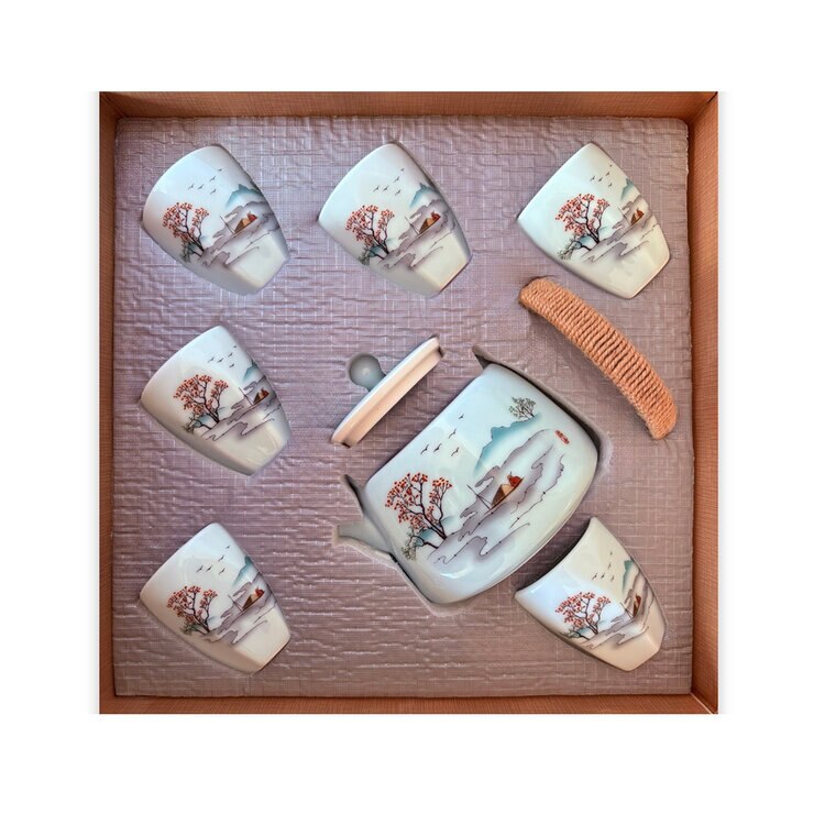 Zoma Tea Collection Juego de Tetera de Porcelana de 720 ml con 6 tazas y 2 sobres de té — Imagen 2 de 4