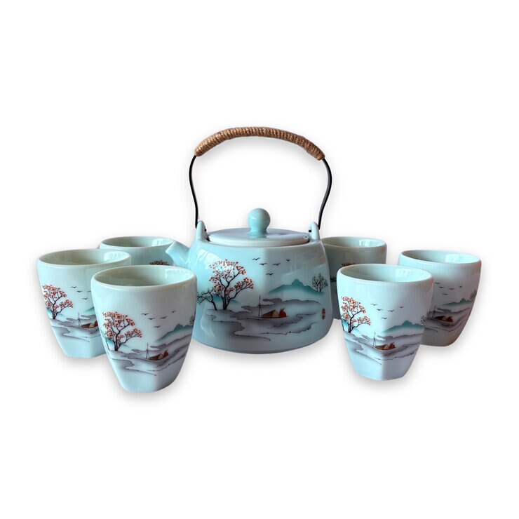 Zoma Tea Collection Juego de Tetera de Porcelana de 720 ml con 6 tazas y 2 sobres de té — Imagen 4 de 4