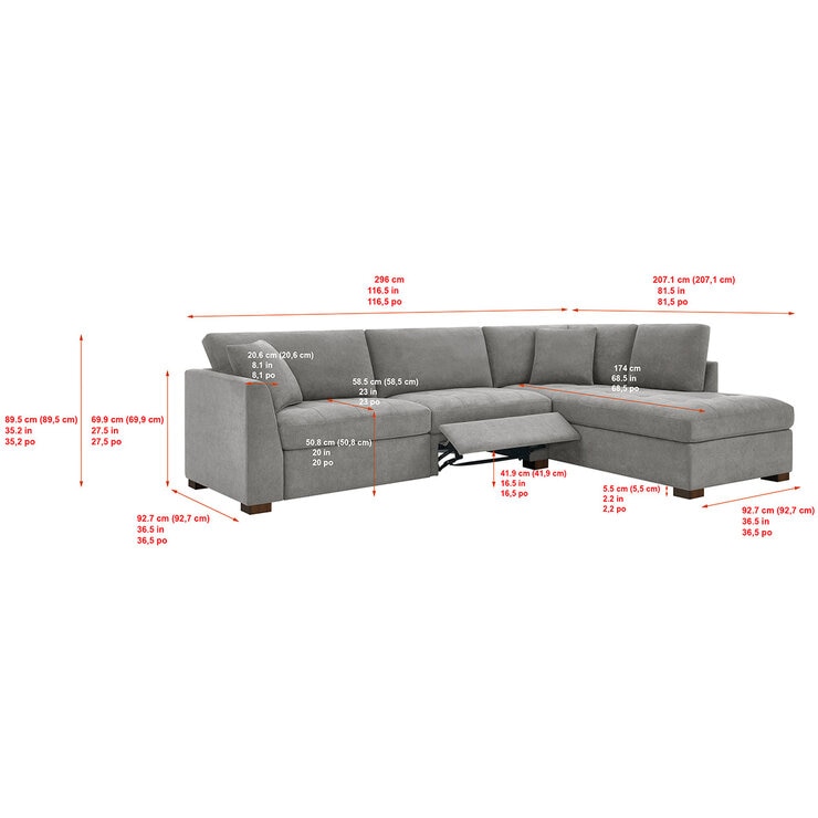 Thomasville, Sofá Seccional Estilo Chaise con Reposapiés Reclinable Eléctrico — Imagen 2 de 4