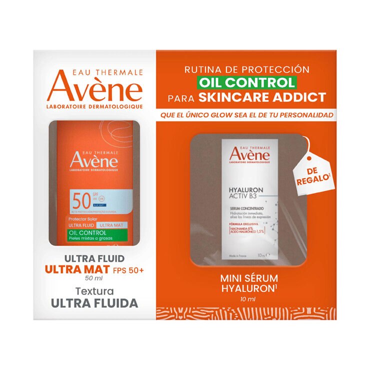 Avène Kit Protector Solar Ultra Fluid Oil Control Ultra Mat 50 ml + Mini Serum Hyaluron Activ B3 10 ml — Imagen 1 de 3