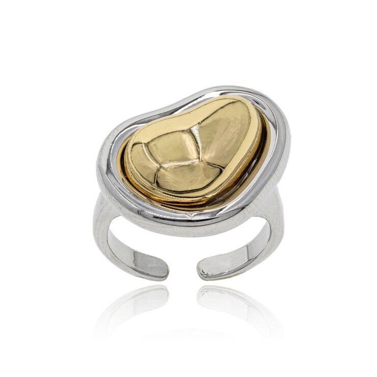 Mayfer, Juego de Collar y Anillo Ajustable, en Alineación de Metal Bañado en Rodio — Imagen 2 de 4