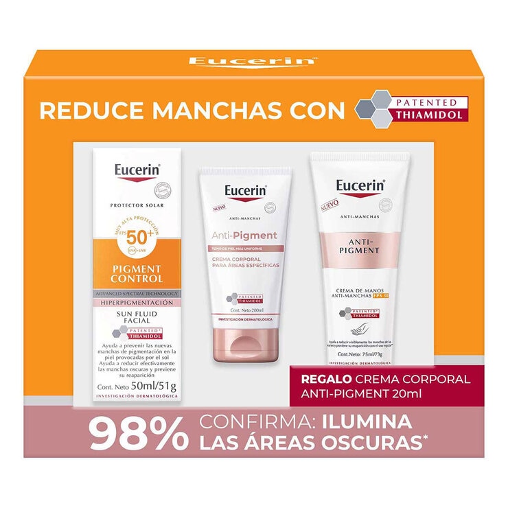 Eucerin Kit Anti Manchas Sun Pigment Control 50 ml + Crema Corporal 20 ml + Crema de Manos 75 ml — Imagen 1 de 3