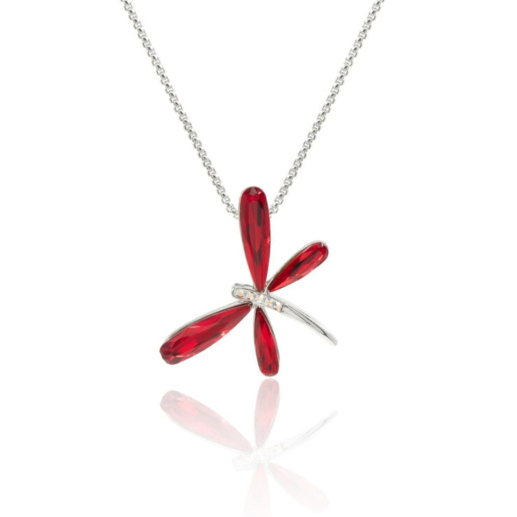 Mayfer, Cadean con Dije de Libélula, Con Cristal Austriaco Color Rojo — Imagen 1 de 3