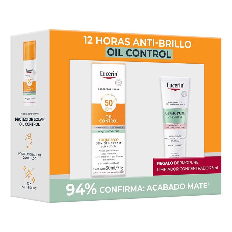 Kit Eucerin Protector Solar Facial Oil Control 50 ml + Gel Limpiador Dermopure 75 ml — Imagen 3 de 3