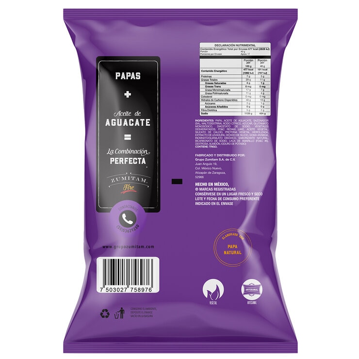 Zumitam Papas Fritas Artesanales con Aceite de Aguacate 680g — Imagen 3 de 3