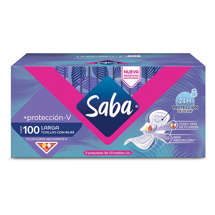 Saba Toallas Femeninas Protección V 100 pzas — Imagen 1 de 4